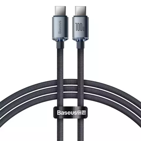 Baseus Crystal Shine Series Kabel USB-Kabel für schnelles Aufladen und Datenübertragung USB Typ C - USB Typ C 100W 1,2m schwarz (CAJY000601)