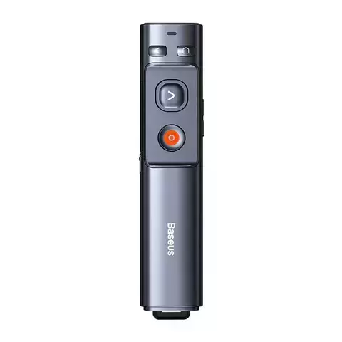 Baseus Orange Dot Multifunktions-Präsentationsfernbedienung mit grünem Laserpointer, wiederaufladbar (grau)