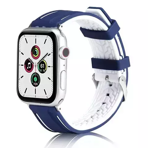 Beline Solid Silicone Smartwatch Strap für Apple Watch 42/44/45/49mm marineblau/weiß marineblau/weiß