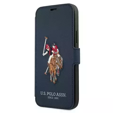 Buch-Handyhülle aus der US Polo-Stickerei-Kollektion für iPhone 12/12 Pro 6,1 Zoll Marineblau/Marineblau