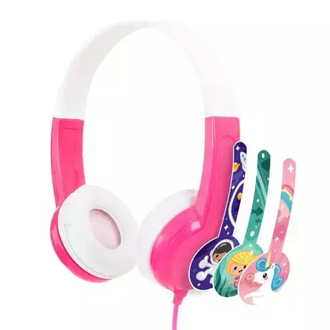 BuddyPhones Discover kabelgebundene Kopfhörer für Kinder (pink)