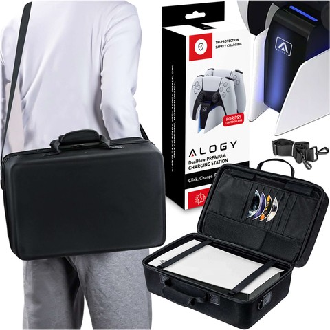 Case Case Koffer Tasche für Playstation 5 PS5 Konsole Case Dual Alogy Ladedock Schwarz Weiß