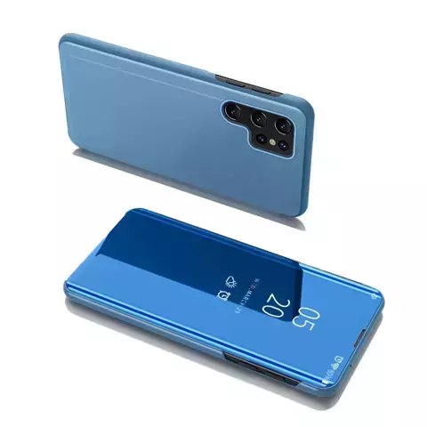 Clear View Case Klapphülle für Samsung Galaxy S22 Ultra blau