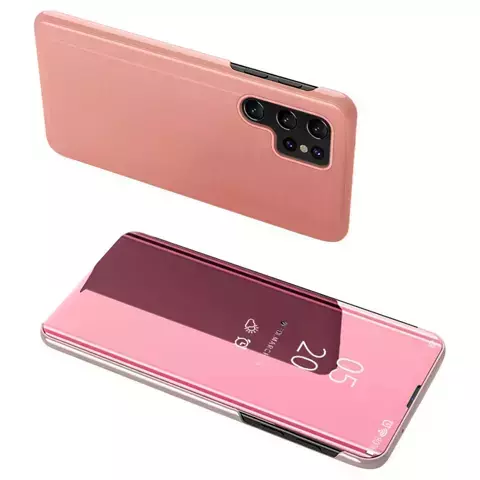 Clear View Case für Samsung Galaxy S23 Ultra Flip Cover Pink