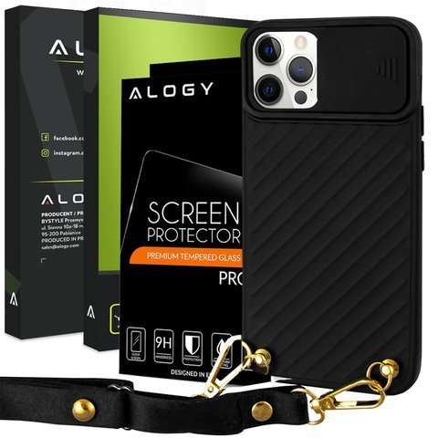 CrossBody Alogy Schutzhülle mit Schultergurt für iPhone 12 Pro Max Black Glass