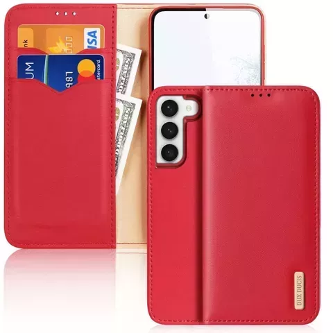 DUX DUCIS Hivo Hülle - Leder-Brieftaschenhülle für Samsung Galaxy S24 rot