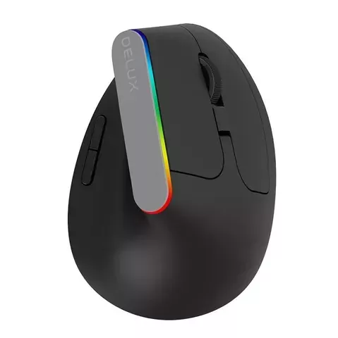 Delux M618C 2,4 G 1600 DPI RGB kabellose vertikale Maus (schwarz)