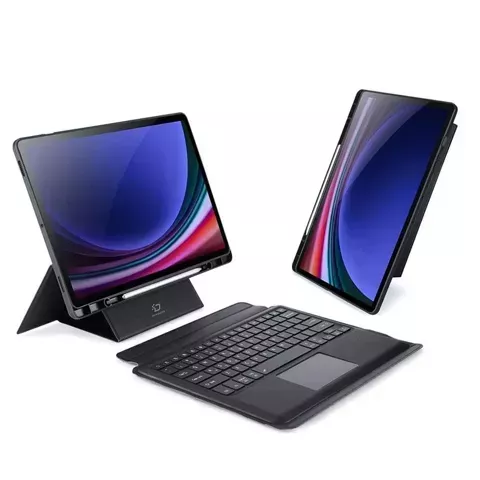 Dux Ducis DK faltbare Hülle mit kabelloser Tastatur für Samsung Galaxy Tab S9 Plus, schwarz