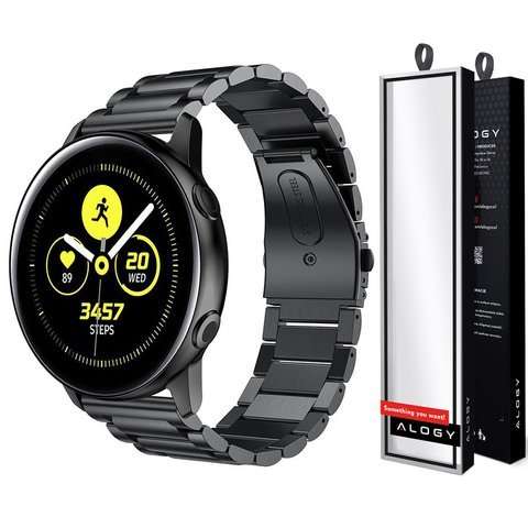 Edelstahl Alogy Edelstahlarmband für Smartwatch 20 mm Schwarz