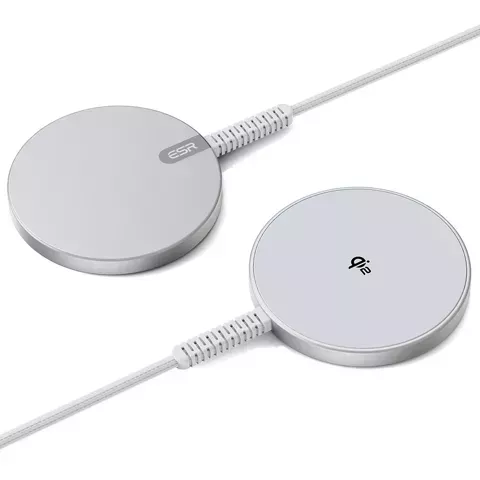 Esr Halolock Qi2 Mini magnetisches Magsafe kabelloses Ladegerät 15W Silber induktives Ladegerät