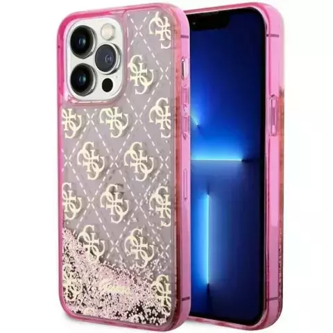 Etui Guess GUHCP14LLC4PSGP für iPhone 14 Pro 6,1" Hardcase Liquid Glitter 4G Transculent