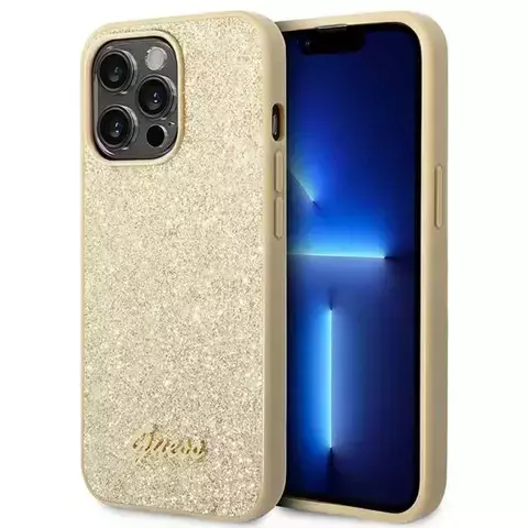 "Etui Guess GUHCP14XHGGSHD für Apple iPhone 14 Pro Max 6,7\" Złoty/Gold Hard Case Glitter Script"