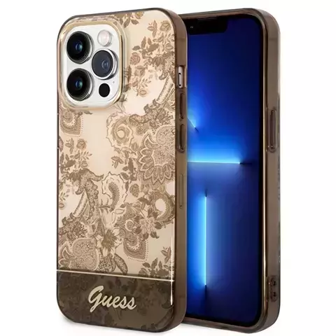 Etui Guess GUHCP14XHGPLHC für Apple iPhone 14 Pro Max 6,7" Ocker Hardcase Porcelain Collection