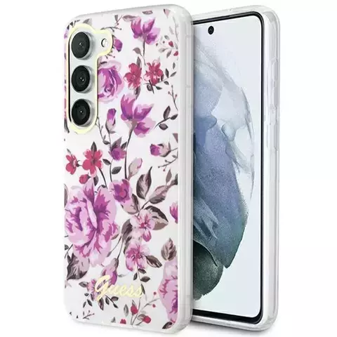 Etui Guess GUHCS23SHCFWST für Samsung Galaxy S23 S911 biały/white Hardcase Flower Collection