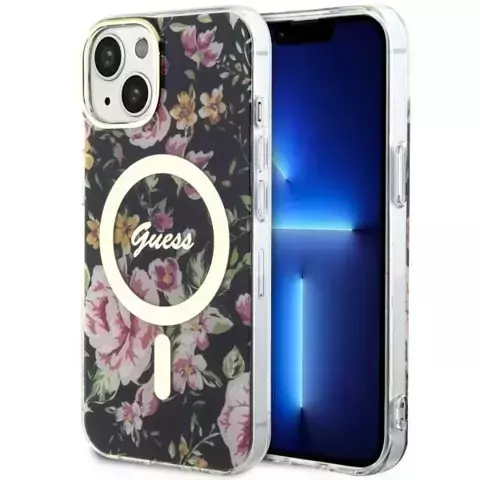 Etui Guess GUHMP14SHCFWSK für iPhone 14 6,1" Hardcase Flower MagSafe