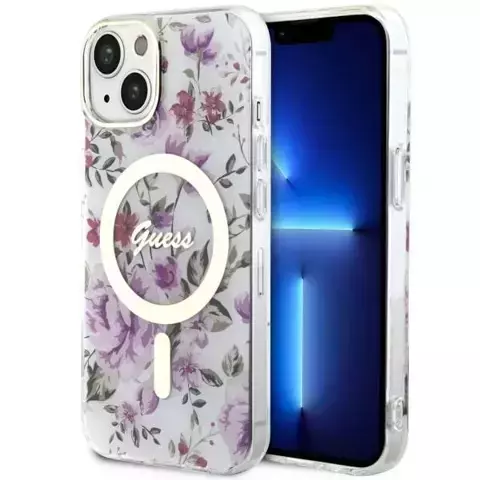 Etui Guess GUHMP14SHCFWST für iPhone 14 6,1" Hardcase Flower MagSafe