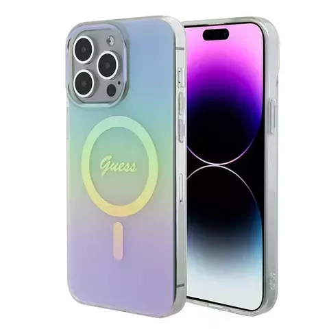 Etui Guess GUHMP15XHITSQ für das iPhone 15 Pro Max türkis/türkises Hardcase IML Iridescent MagSafe