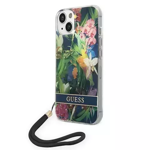 Etui Guess GUOHCP14SHFLSB für Apple iPhone 14 6,1" niebieski/blue Hardcase Flower Strap