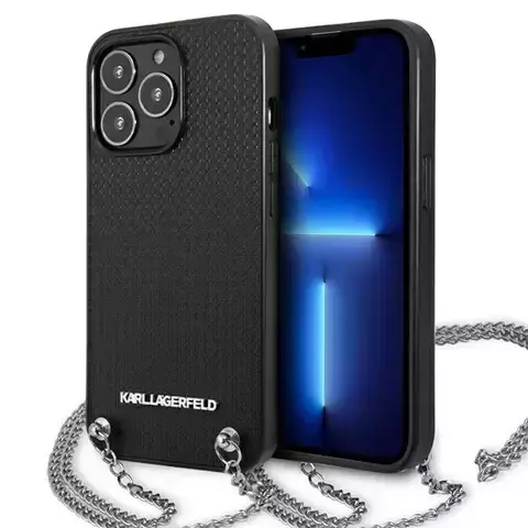 Etui Karl Lagerfeld KLHCP13XPMK für iPhone 13 Pro Max 6,7" Hardcase Leder Strukturiert und Kette