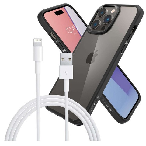 Etui Obudowa Hülle Spigen Ultra Hybrid für Apple iPhone 14 Pro Matte Black Kabel 1m Lightning