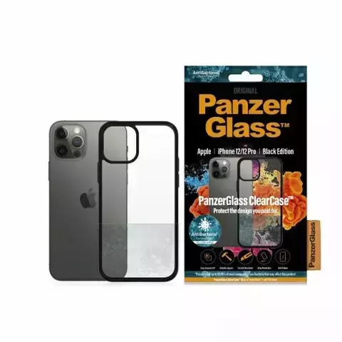 Etui PanzerGlass ClearCase für iPhone 12/12 Pro 6,1" Antibacterial czarny/black