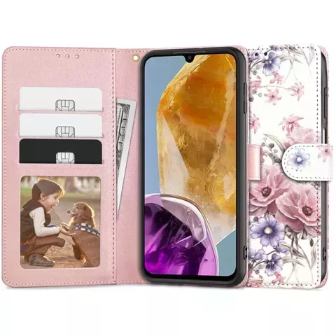 Etui Portemonnaie Wallet für Samsung Galaxy M15 5G Blossom Flower