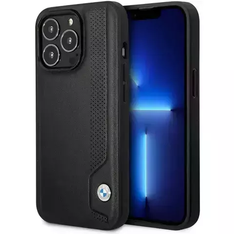 Etui für das Telefon BMW BMHCP14X22RBDK für das Apple iPhone 14 Pro Max 6,7" Czarny/Black Hardcase Leather Blue Dots