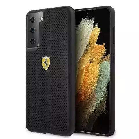 Etui für das Telefon Ferrari Hardcase für das Samsung Galaxy S21 Plus czarny/black hardcase On Track Perforated