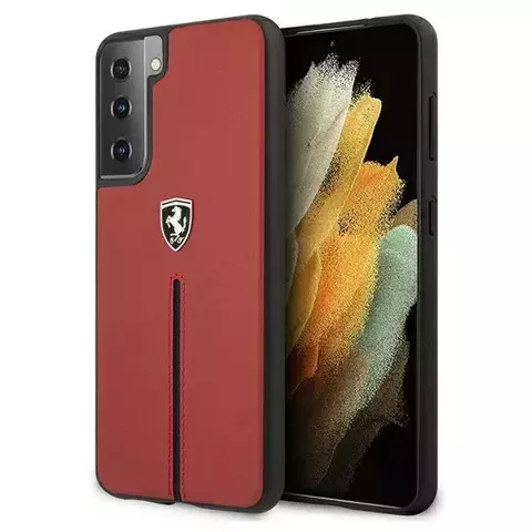 Etui für das Telefon Ferrari Hardcase für das Samsung Galaxy S21 czerwony/red hardcase Off Track Leather Nylon Stripe