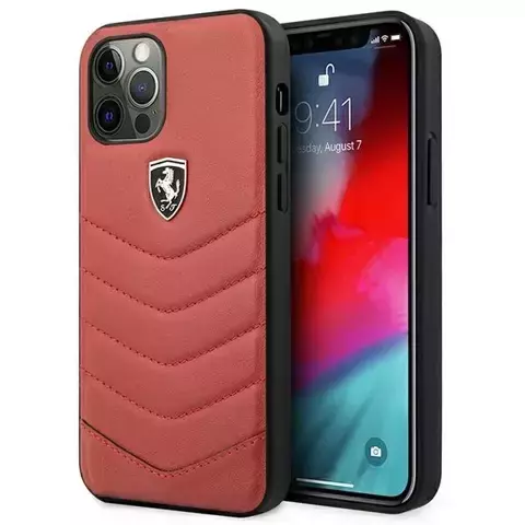 Ferrari iPhone 12/12 Pro Hülle rot/rot Hardcase Off Track Quilted