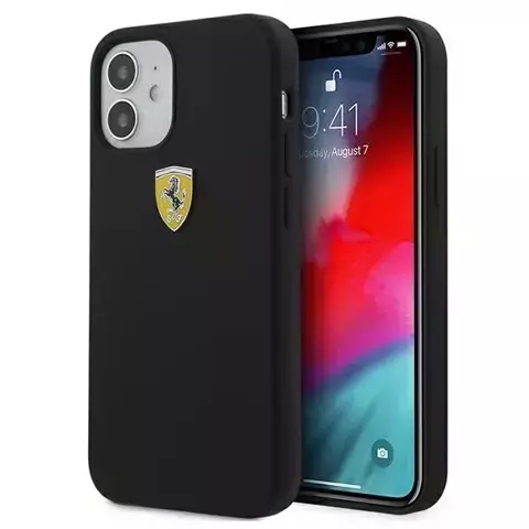 Ferrari iPhone 12 mini 5.4" Hülle schwarz/schwarz Hardcase On Track Silicone