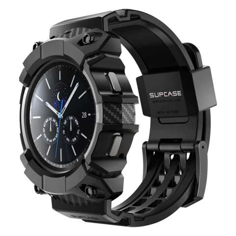 Gepanzertes Gehäuse mit Supcase-Armband für Samsung Galaxy Watch 4 44mm Schwarz