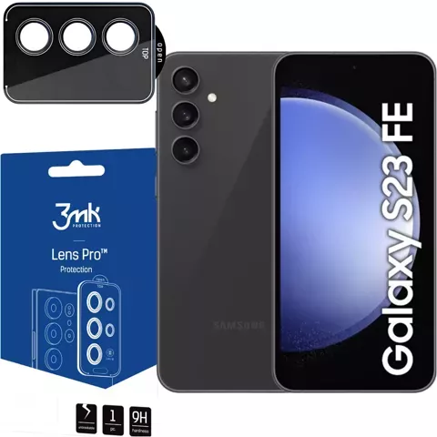 Glas für Samsung Galaxy S23 FE Kameraschutz Objektiv 3mk Lens Protection Pro Schwarz Schutzhülle