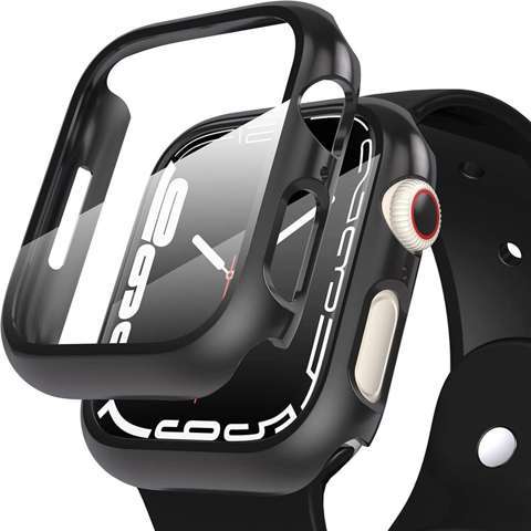 Glass Case Kit für Defense360 Smartwatch Cover Glass für Apple Watch 7 45mm Schwarz