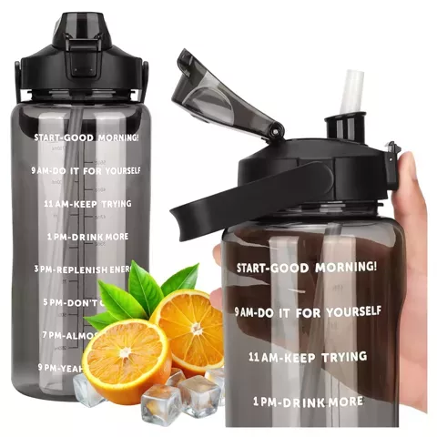 Große Glasflasche Wasserflasche Trinkgetränke Alogy Motivational Messbecher 1l 1000ml Silikonhülle Olive