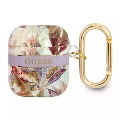 Guess GUA2HHFLU AirPods decken die fioletowy/lila Flower Strap Collection ab