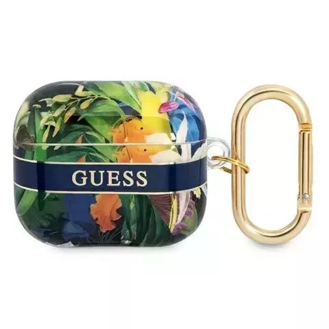 Guess GUA3HHFLB AirPods 3 Cover niebieski/blue Flower Strap Collection