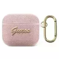 Guess GUA3SASMP AirPods 3 Cover Pink / Pink Saffiano Script Metal Collection