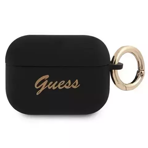 Guess GUAPSSSK AirPods Pro Cover czarny/schwarzes Silikon Vintage Script