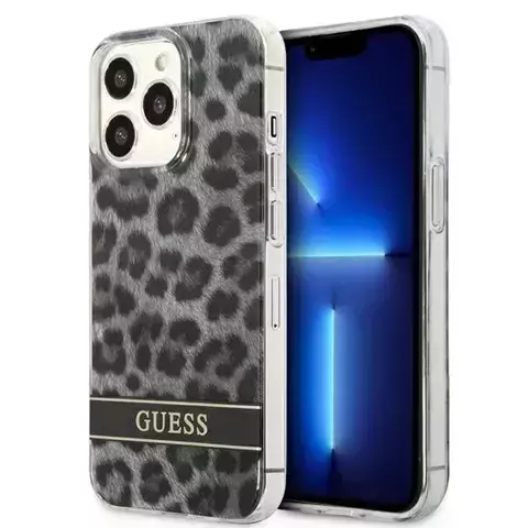 Guess GUHCP13LHSLEOK iPhone 13 Pro / 13 6,1" szary/grey Hardcase Leopard