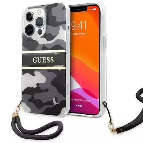 Guess GUHCP13XKCABBK iPhone 13 Pro Max 6,7" Czarny/Black Hardcase Camo Strap Collection