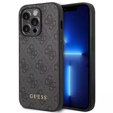 Guess GUHCP14XG4GFGR iPhone 14 Pro Max 6,7" szary/grey Hard Case 4G Metal Gold Logo