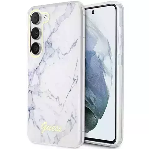 Guess GUHCS23MPCUMAH Hülle für Samsung Galaxy S23 Plus S916 weiß/weiß Hardcase Marble