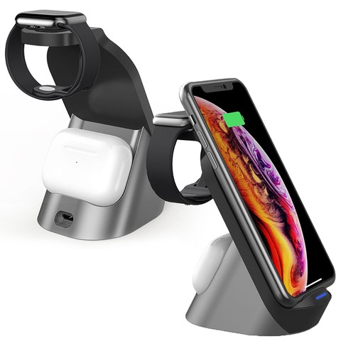 H18 Kabelloses Induktionsladegerät Ladestation für Apple iPhone / Airpods / Watch Black