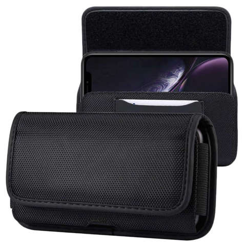 Handyhülle Alogy Handy-Gürtelholster mit Kartenfach horizontal XL 6.1 Schwarz