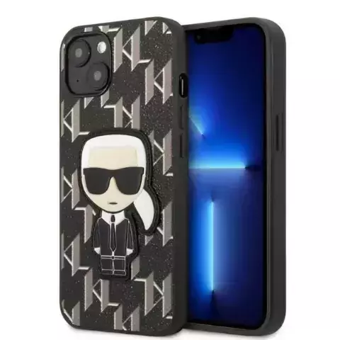 Handyschutzhülle Karl Lagerfeld KLHCP13MPMNIKBK für Apple iPhone 13 6.1" Hardcase schwarz/schwarz Monogram Ikonik Patch