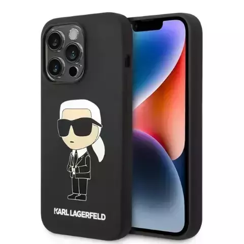 Handyschutzhülle Karl Lagerfeld KLHCP14LSNIKBCK für Apple iPhone 14 Pro 6.1" Hardcase schwarz/schwarz Silikon Ikonik