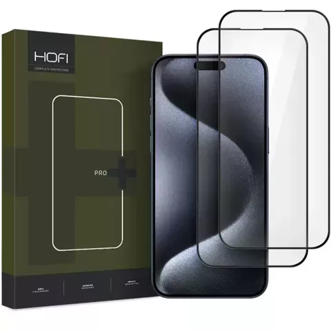 Hofi Glass Pro 2er-Pack gehärtetes Glas für iPhone 16 Pro Schwarz