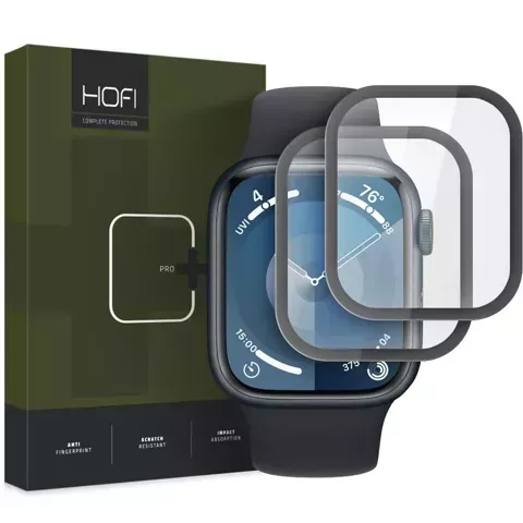 Hofi Hybrid Pro 2er-Pack Hybridglas für Apple Watch 7 / 8 / 9 (45 mm) Schwarz