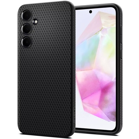 Hülle für Samsung Galaxy A35 5G Spigen Liquid Air Case mattschwarze Rückseite Mattschwarzes Glas